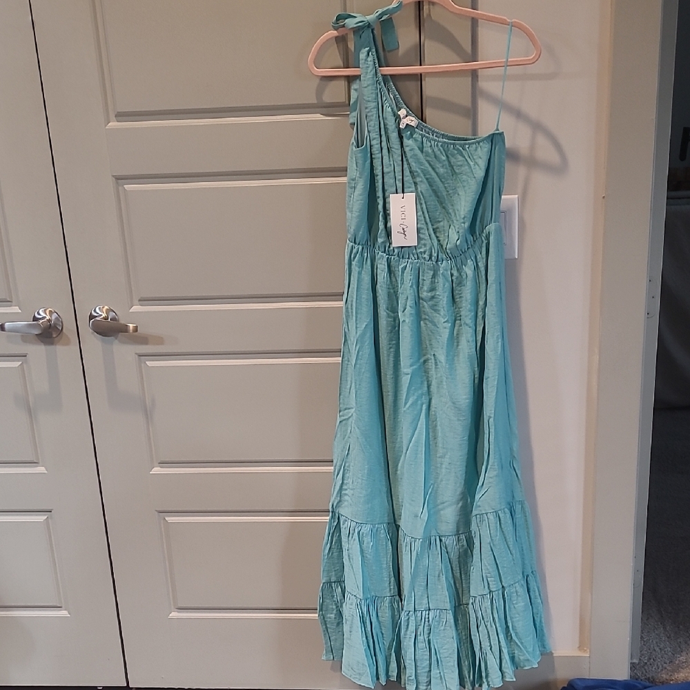Vici Light Blue One-Shoulder Dress
